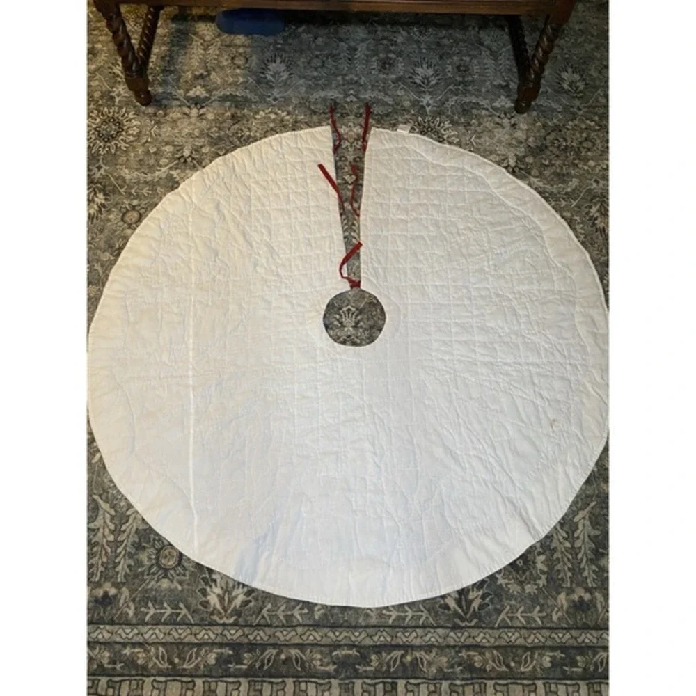 Vintage Quilted Applique‎ Christmas Tree Skirt Snowman Frosty